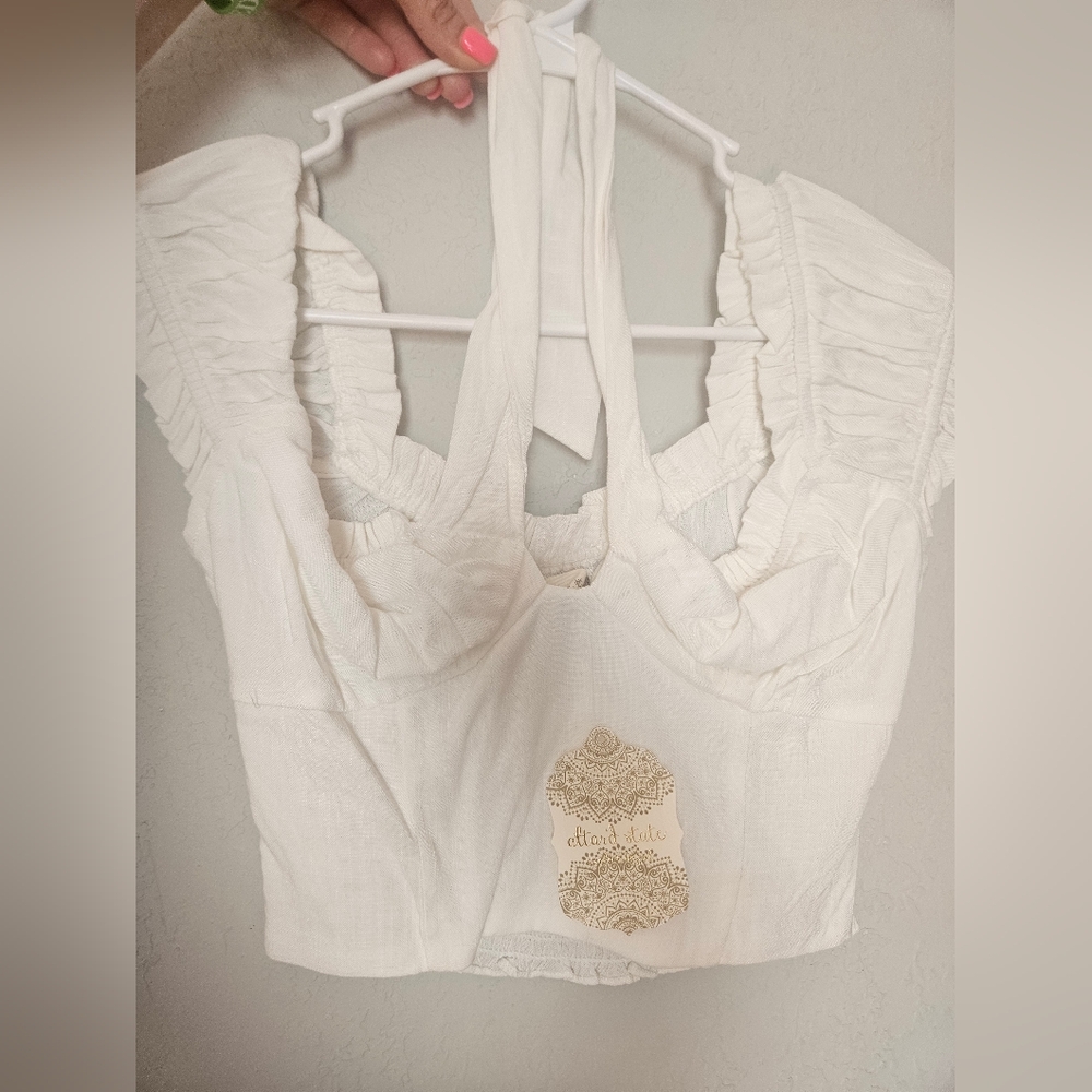 Altar'd State Off White Textured Blouse Small